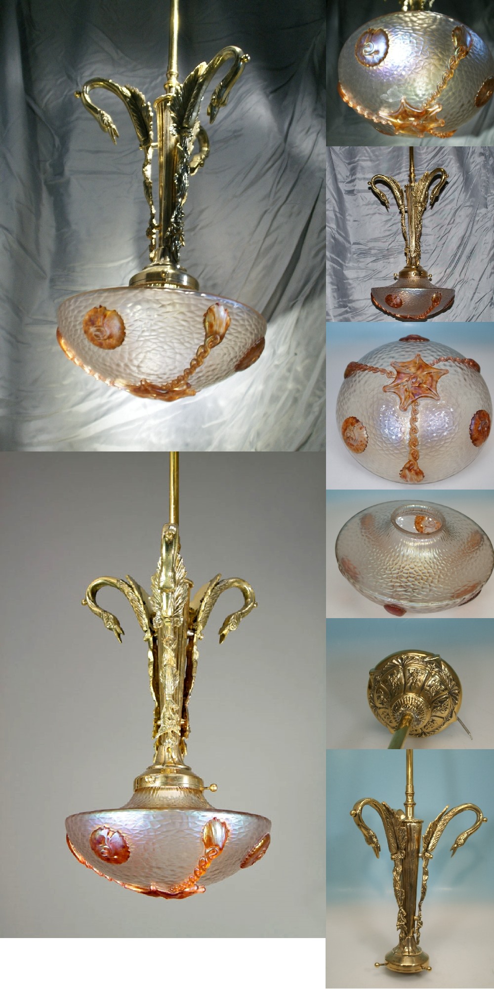 Lötz Jugendstil Deckenleuchte, Dekor „Nautilus“ Loetz | eBay